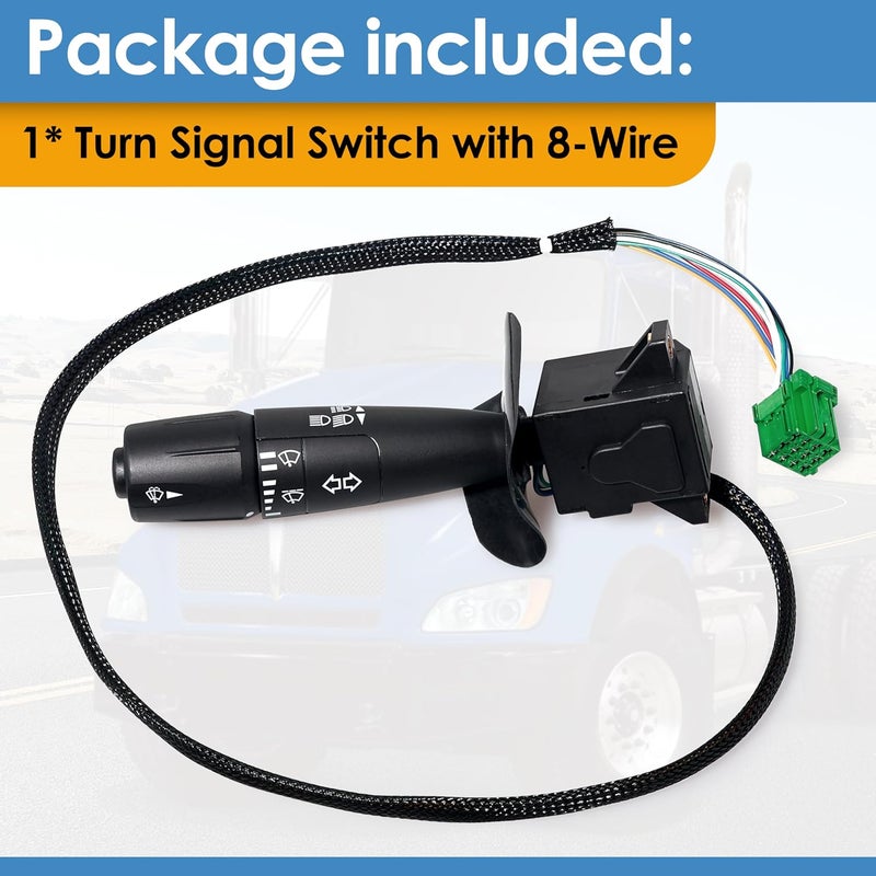 KITONLA Turn Signal Switch with 8 Wire, Fit for Kenworth & Peterbilt, Replacement Part# P27-1067, P271067, P27-6221, P276221, TRW 480791, 20548AA, A0613-002-00 Black - Image 5